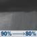 Tonight: Rain showers. Cloudy. Low around 51, with temperatures rising to around 54 overnight. South southeast wind around 6 mph. Chance of precipitation is 90%. Tonight: Rain Showers
