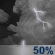 Tonight: A 50 percent chance of showers and thunderstorms, mainly after 1am.  Mostly cloudy, with a low around 71. North northeast wind around 6 mph becoming calm  in the evening. 
