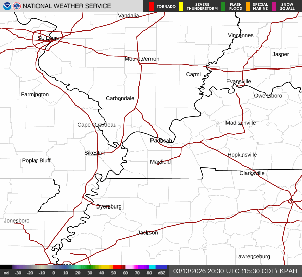 KPAH Base Reflectivity radar loop
